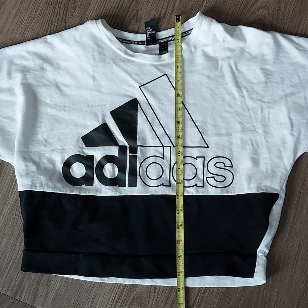 Adidas us 5 black/white workout top/sweatshirt - Picture 10 of 10
